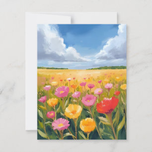 Tarjeta De Agradecimiento Pintura del paisaje del campo de flores