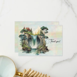 Tarjeta De Agradecimiento Pintura en acuarela de cascada