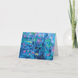Tarjeta De Agradecimiento Pintura Floral de Blue Abstract