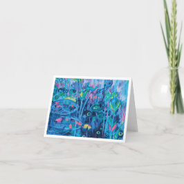Tarjeta De Agradecimiento Pintura Floral de Blue Abstract