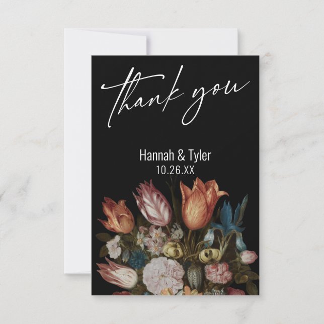 Tarjeta De Agradecimiento Pintura "Flores en vidrio" de Ambrosius Bosschaert (Anverso)