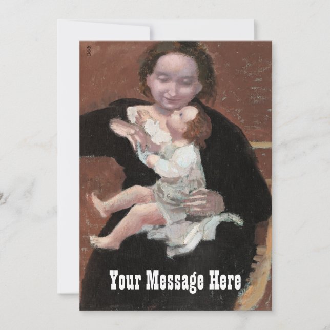 Tarjeta De Agradecimiento Pintura personalizada de madres e hijos (Anverso)