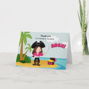 Tarjeta De Agradecimiento Pirata Cute