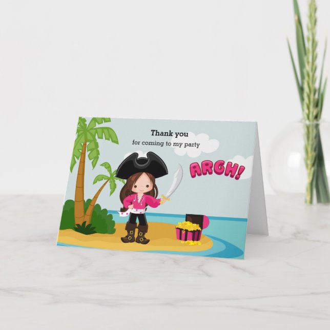 Tarjeta De Agradecimiento Pirata Cute (Anverso)