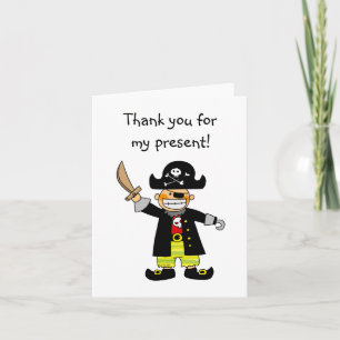 Tarjeta De Agradecimiento Pirata de cumpleaños, gracias por mi regalo