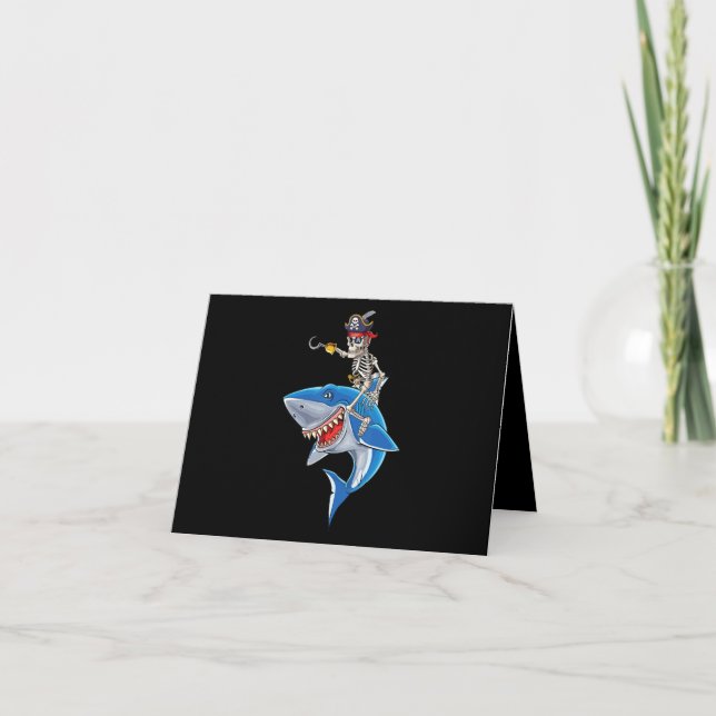 Tarjeta De Agradecimiento Pirata de Skeleton montando Halloween con chicos d (Anverso)