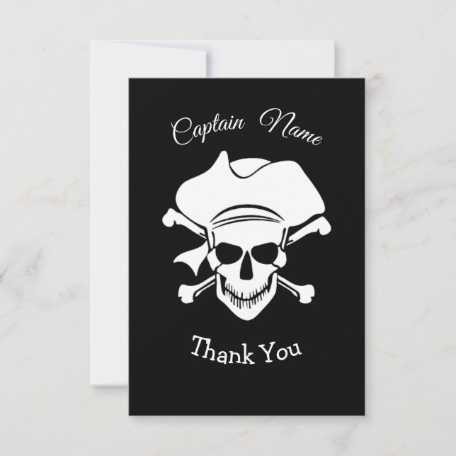 Tarjeta De Agradecimiento Pirate Crossbone (Anverso)