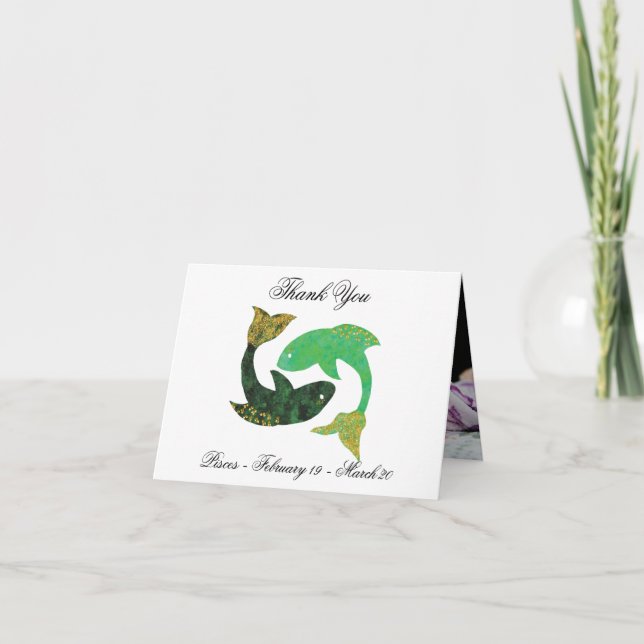 Tarjeta De Agradecimiento Pisces Impresionista Estilo De Pintura Y Oro (Anverso)