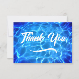 Tarjeta De Agradecimiento Piscina Azul Aqua Caligrafía Moderna