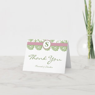 Tarjeta De Agradecimiento Pistacho Rosa Lavanda Damasco Gracias