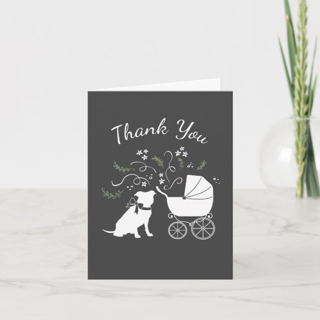 Tarjeta De Agradecimiento Pit Bulldog Baby Shower Género Neutral Pitbull (Anverso)