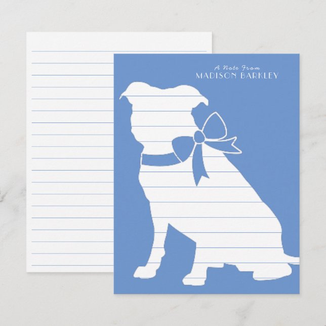Tarjeta De Agradecimiento Pit Bulldog Puppy Pitbull (Anverso / Reverso)