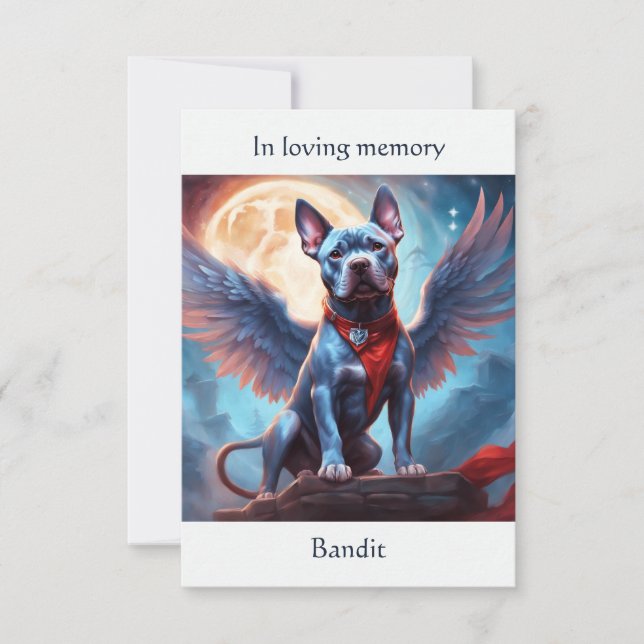 Tarjeta De Agradecimiento Pitbull Black Memorial Poem Custom Name Sympathy (Anverso)