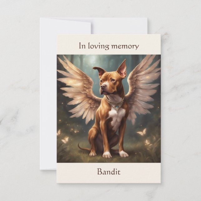 Tarjeta De Agradecimiento Pitbull Brown Memorial Poema Nombre personalizado  (Anverso)