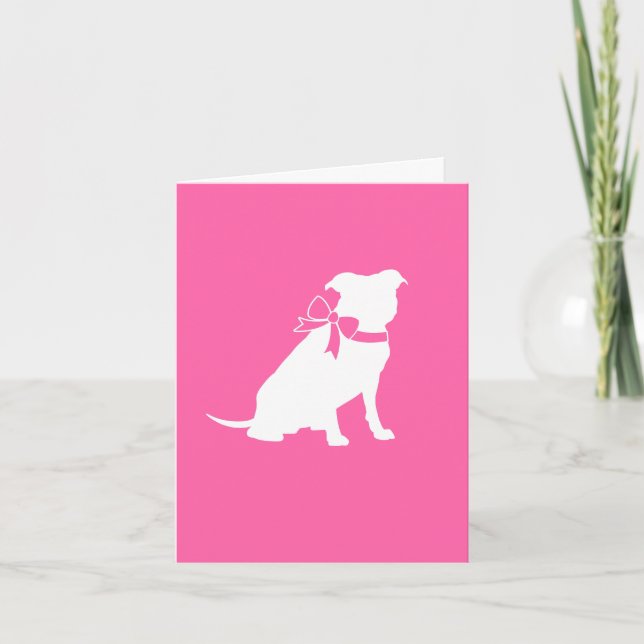 Tarjeta De Agradecimiento Pitbull, Chica rosado de Baby Shower Bulldog Pit (Anverso)