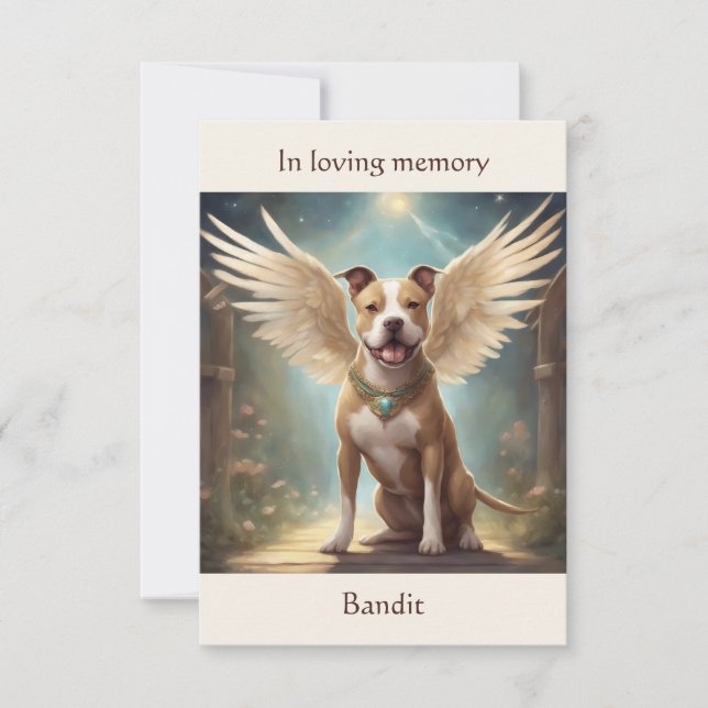 Tarjeta De Agradecimiento Pitbull Fawn Memorial Poema Nombre personalizado S (Anverso)