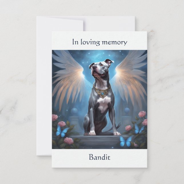 Tarjeta De Agradecimiento Pitbull Gray Memorial Poema Nombre personalizado S (Anverso)