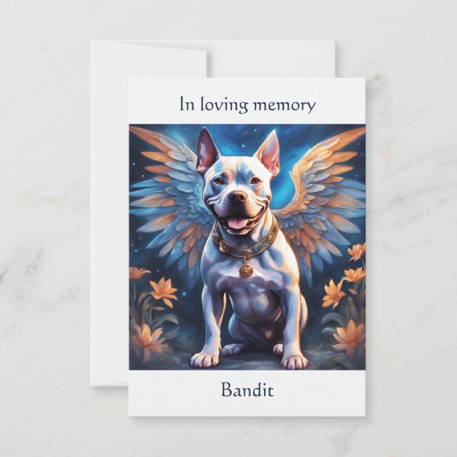 Tarjeta De Agradecimiento Pitbull Memorial Poema Nombre personalizado Simpat (Anverso)