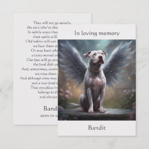 Tarjeta De Agradecimiento Pitbull White Memorial Poema Nombre personalizado 