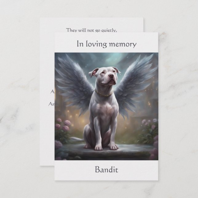 Tarjeta De Agradecimiento Pitbull White Memorial Poema Nombre personalizado  (Anverso / Reverso)