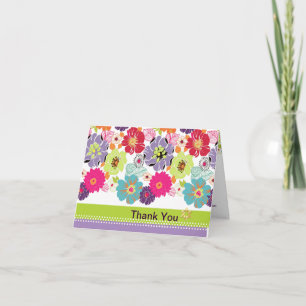 Tarjeta De Agradecimiento PixDezines Alegre, floral retro Gracias