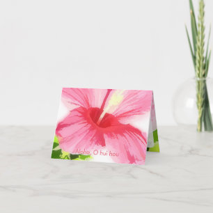 Tarjeta De Agradecimiento PixDezines Aloha/O hui hou/Pink Hibiscus