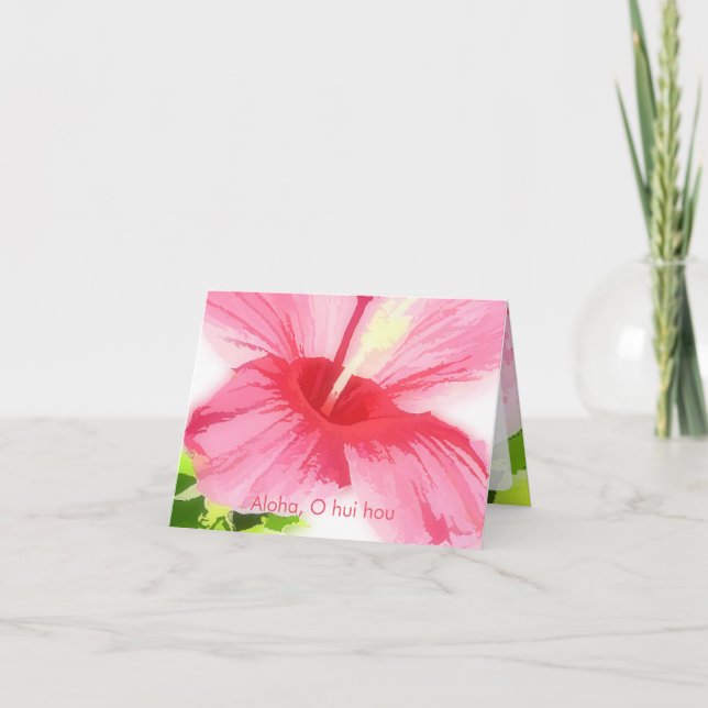 Tarjeta De Agradecimiento PixDezines Aloha/O hui hou/Pink Hibiscus (Anverso)