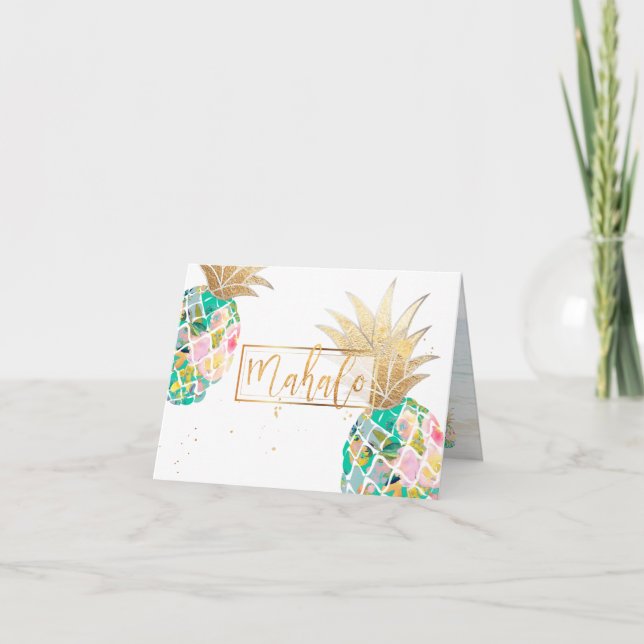 Tarjeta De Agradecimiento PixDezines Aloha Piñas/Mahalo (Anverso)