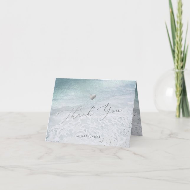 Tarjeta De Agradecimiento PixDezines Beach Shoreline Boda Gracias (Anverso)