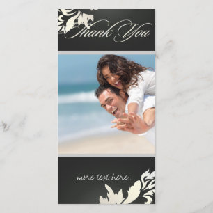 Tarjeta De Agradecimiento PixDezines Damask 12 Foto Gracias