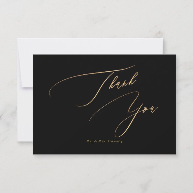 Tarjeta De Agradecimiento PixDezines Elegant Luxe Caligraphy Faux Gold (Anverso)