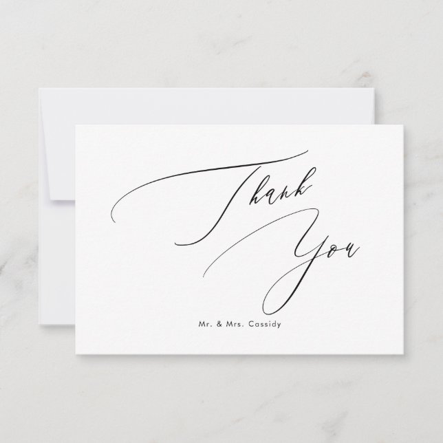 Tarjeta De Agradecimiento PixDezines Elegant Luxe Caligraphy Gracias (Anverso)