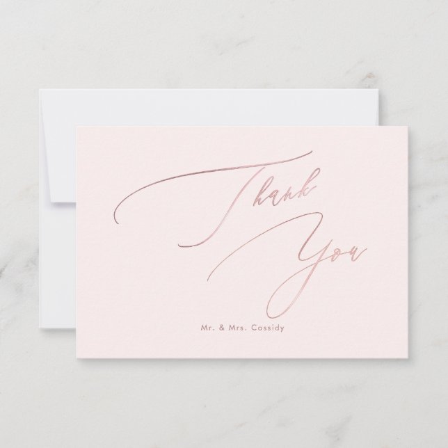 Tarjeta De Agradecimiento PixDezines Elegant Luxe Caligraphy Rosa Gold (Anverso)