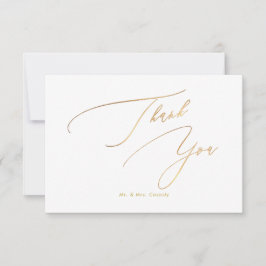 Tarjeta De Agradecimiento PixDezines Elegant Luxe Calligraphy Faux Gold Than
