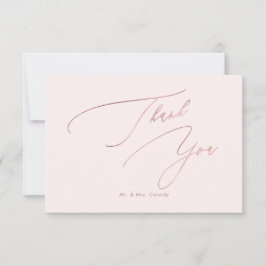 Tarjeta De Agradecimiento PixDezines Elegante Caligrafía de Lujo Rosa Dorado