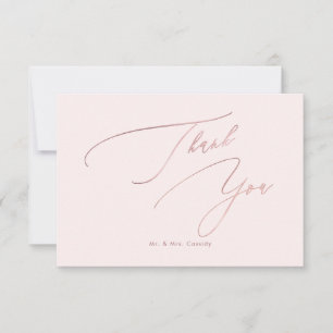 Tarjeta De Agradecimiento PixDezines Elegante Caligrafía de Lujo Rosa Dorado