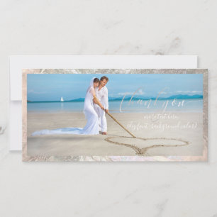 Tarjeta De Agradecimiento PixDezines falso plateado/foto de boda de agradeci