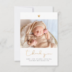 Tarjeta De Agradecimiento PixDezines Faux Gold Baby Shower Gracias