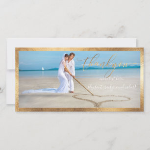 Tarjeta De Agradecimiento PixDezines faux gold/gracias foto boda