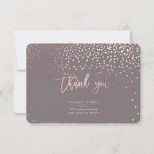 Tarjeta De Agradecimiento PixDezines Faux Rosa Gold Confetti Gracias