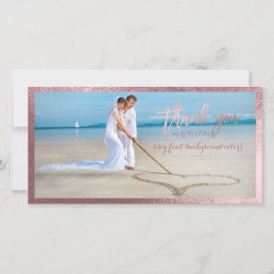 Tarjeta De Agradecimiento PixDezines faux rosa gold/gracias foto boda