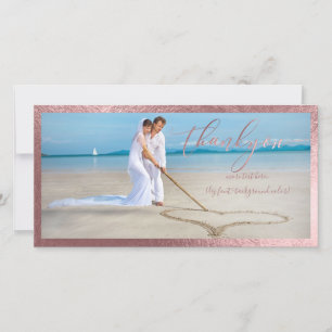 Tarjeta De Agradecimiento PixDezines faux rosa gold/gracias foto boda