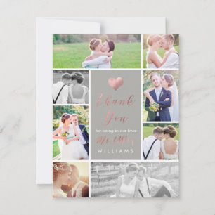 Tarjeta De Agradecimiento PixDezines Faux Rosa Gold Heart Gracias