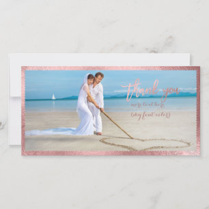 Tarjeta De Agradecimiento PixDezines Faux Rosa Gold Scallop cuadro/gracias