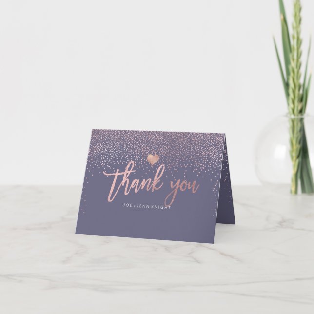 Tarjeta De Agradecimiento PixDezines Faux Rosa Gold Speckles/Gracias (Anverso)
