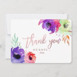Tarjeta De Agradecimiento PixDezines Gracias/Floral/Acuarela/Rosas