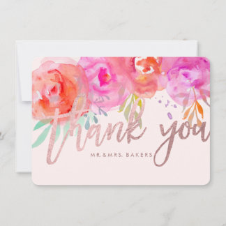 Tarjeta De Agradecimiento PixDezines Gracias/Floral/Acuarela/Rosas