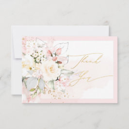 Tarjeta De Agradecimiento PixDezines H2 Rosas Cremosas Rosadas Gracias