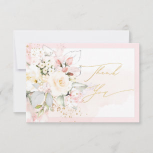 Tarjeta De Agradecimiento PixDezines H2 Rosas Cremosas Rosadas Gracias