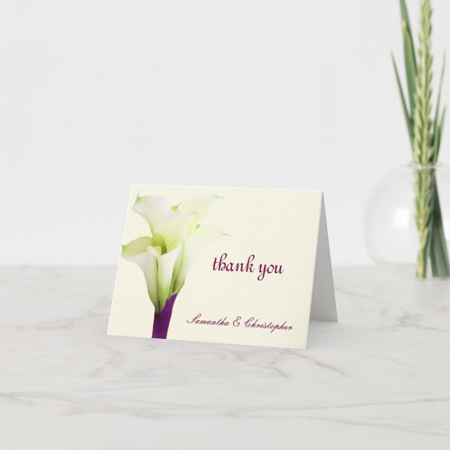 Tarjeta De Agradecimiento PixDezines llama lirios, boda gracias (Anverso)